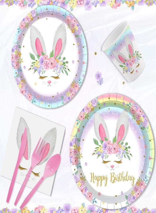 ميهوفوند مجموعة MEHOFOND المكونة من 192 قطعة من زينة عيد ميلاد الأرنب، تتضمن أطباق ومناديل عيد الفصح، ولوازم حفلات عيد ميلاد الأرنب بألوان قوس قزح، وأطباق عيد الفصح الربيعية، وأدوات مائدة لحفلات الأرنب. - Image 3